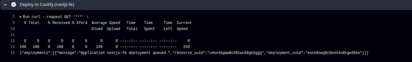 Github Actions workflow log