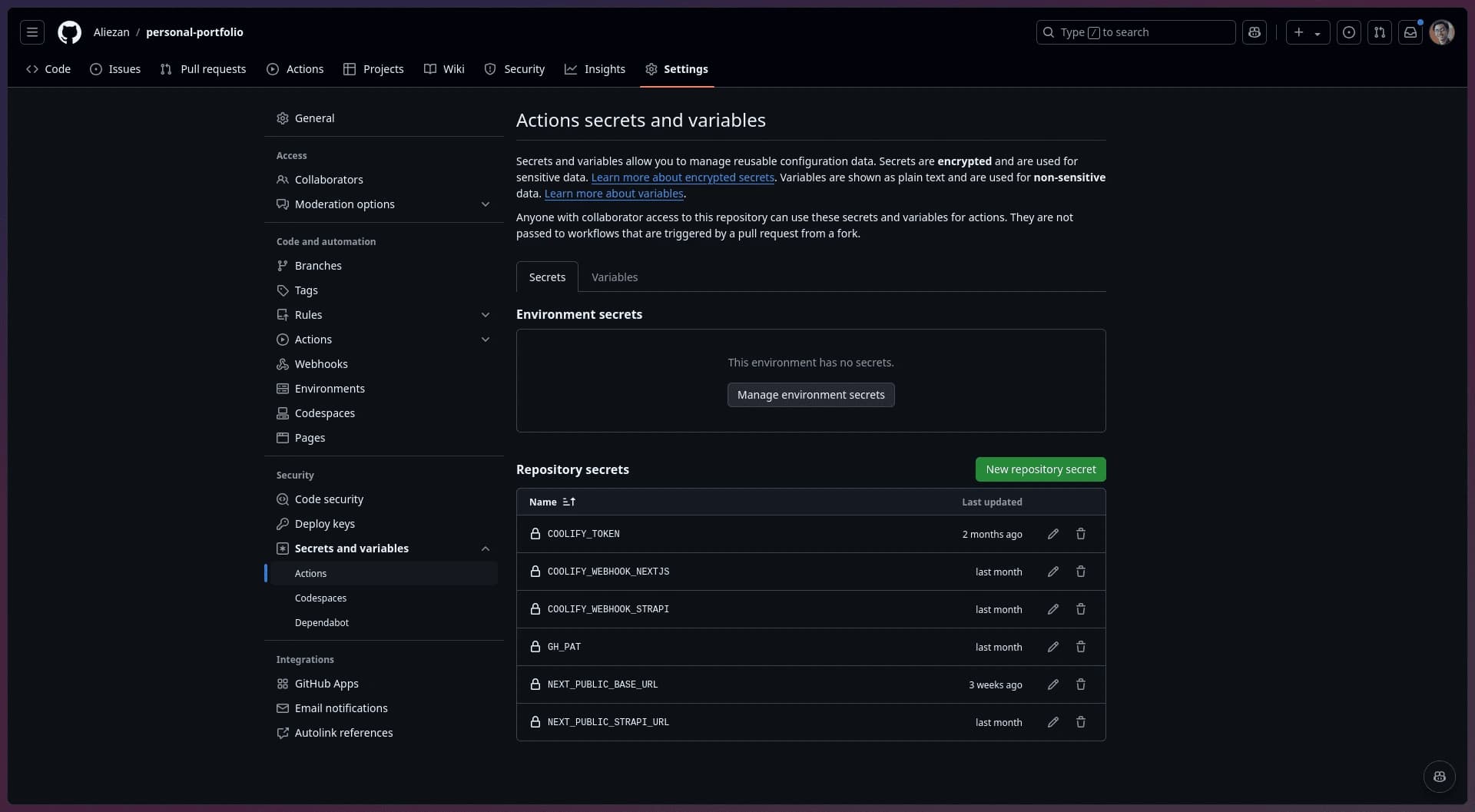 Repository Settings Page